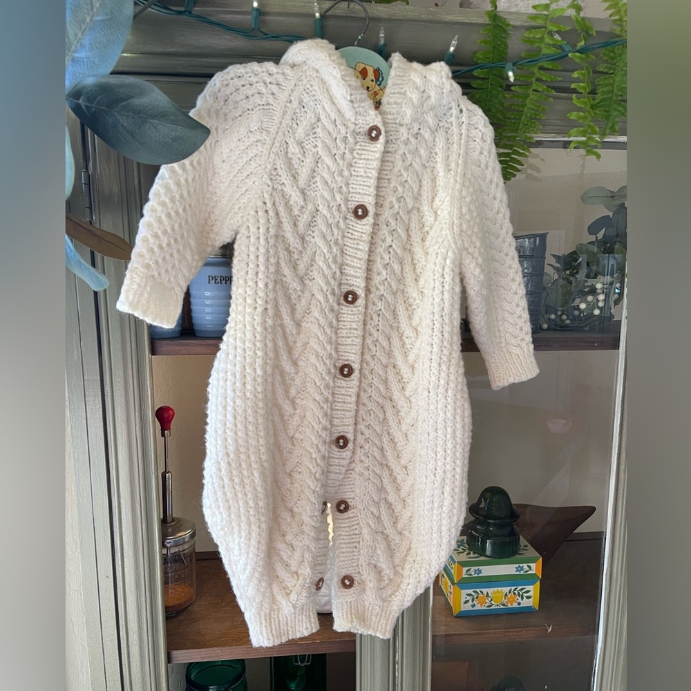 Baby Knit neutral cream hooded bunting